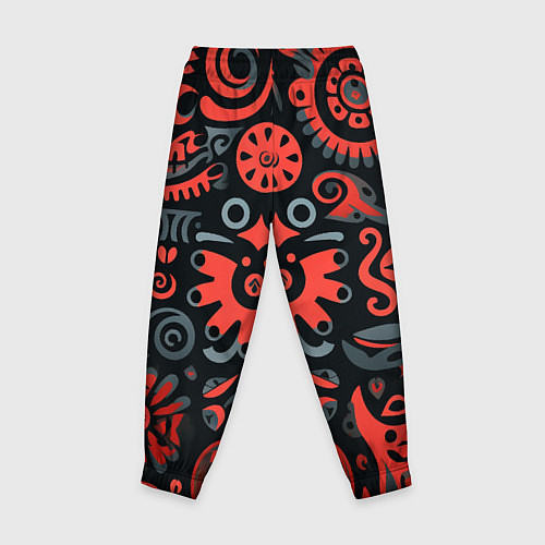 Детские брюки Красно-черный узор в славянском стиле / 3D-принт – фото 2