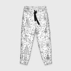 Брюки детские Черно-белый новогодний патерн, цвет: 3D-принт