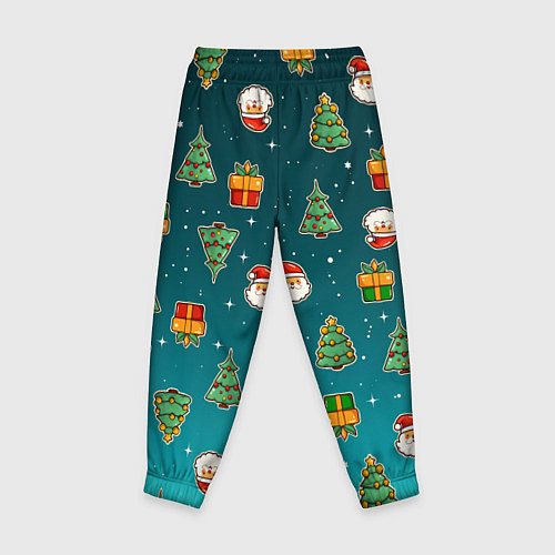 Детские брюки Подарки новогодние елки и Санта - паттерн градиент / 3D-принт – фото 2