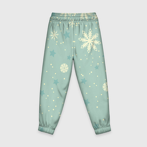 Детские брюки Снежинки и звезды на матно зеленем / 3D-принт – фото 2