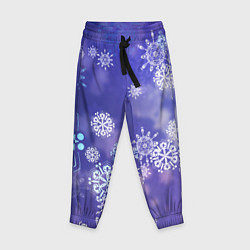 Детские брюки Крупные снежинки на фиолетовом