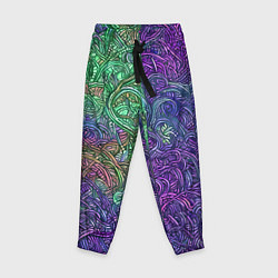 Детские брюки Вьющийся узор фиолетовый и зелёный