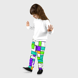 Брюки детские Геометрический зелёно-фиолетовый, цвет: 3D-принт — фото 2