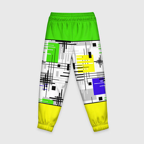 Детские брюки Узор из полос желтого и зеленого цвета / 3D-принт – фото 2