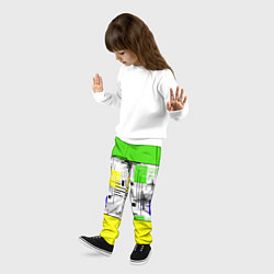 Брюки детские Узор из полос желтого и зеленого цвета, цвет: 3D-принт — фото 2