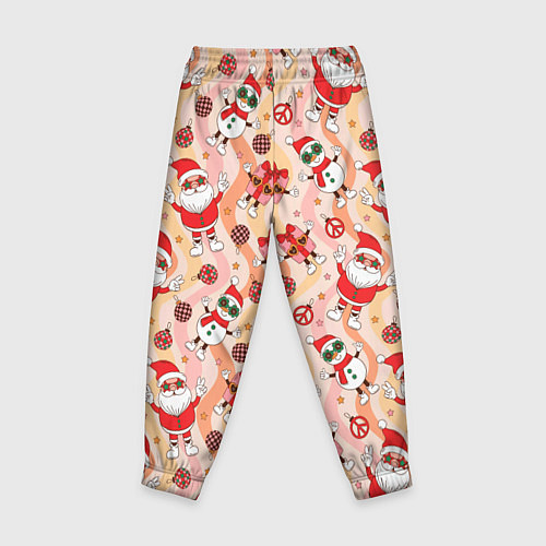 Детские брюки Праздничный новогодний узор / 3D-принт – фото 2