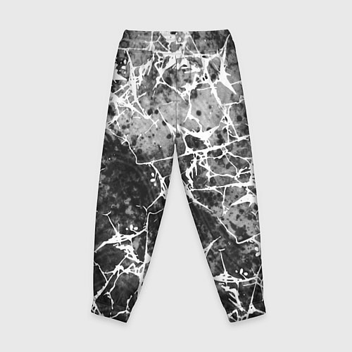 Детские брюки Абстракция - белые трещины на сером фоне / 3D-принт – фото 2