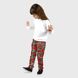 Брюки детские Остролист на красной шотландке, цвет: 3D-принт — фото 2