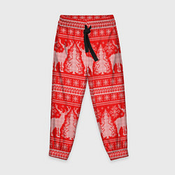 Детские брюки Новогодний узор с оленями и елками