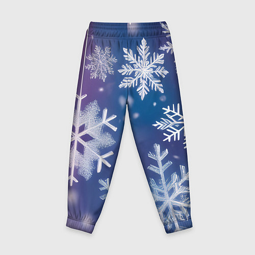 Детские брюки Снежинки на фиолетово-синем фоне / 3D-принт – фото 2