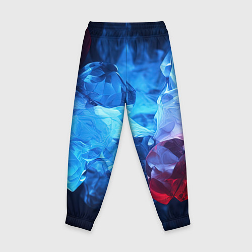 Детские брюки Синяя ледяная абстракция с красным / 3D-принт – фото 2