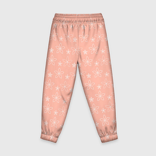 Детские брюки Паттерн персиковый маленькие стилизованные цветы / 3D-принт – фото 2