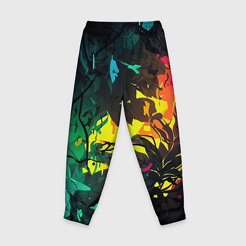 Детские брюки Яркие разноцветные абстрактные листья / 3D-принт – фото 2