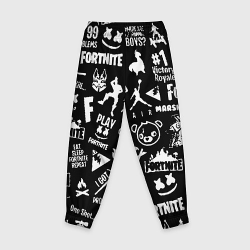 Детские брюки Fortnite alllogo black / 3D-принт – фото 2