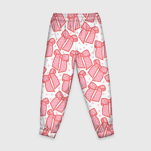 Детские брюки Узор с розовыми бантами в горошек / 3D-принт – фото 2