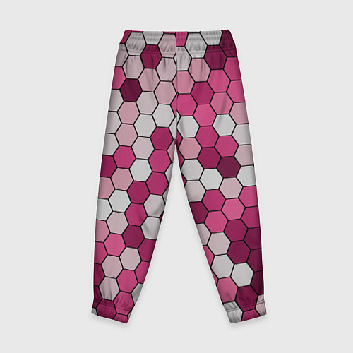 Детские брюки Камуфляж гексагон розовый / 3D-принт – фото 2