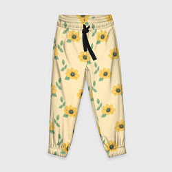 Брюки детские Желтые цветы на желтом фоне - паттерн, цвет: 3D-принт