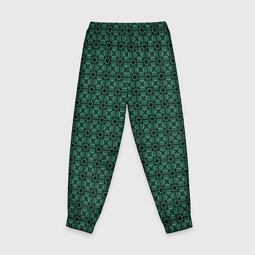 Детские брюки Тёмно-зелёный паттерн квадраты / 3D-принт – фото 2