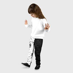 Брюки детские Ведьмак лого черно белые, цвет: 3D-принт — фото 2