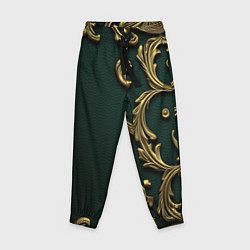 Детские брюки Лепнина золотые узоры на зеленой ткани