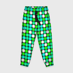 Детские брюки Зелёные и белые квадраты