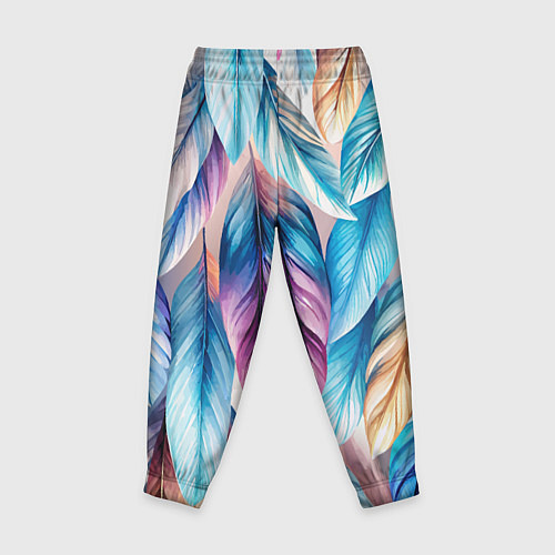 Детские брюки Акварельные перья птиц / 3D-принт – фото 2