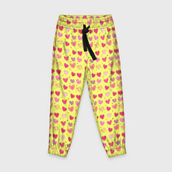 Детские брюки Сердечки на желтом - паттерн