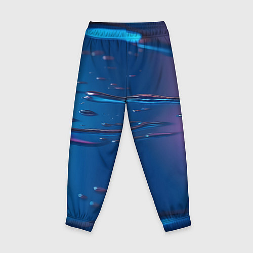 Детские брюки Неоновая поверхность синяя с каплями воды / 3D-принт – фото 2