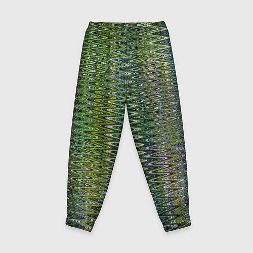 Детские брюки Волнистый зигзаг зеленый с переливами цветными / 3D-принт – фото 2
