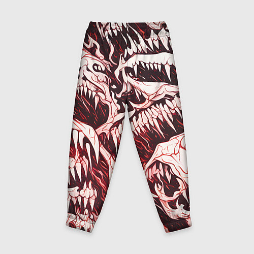 Детские брюки Белые клыки на красном фоне / 3D-принт – фото 2