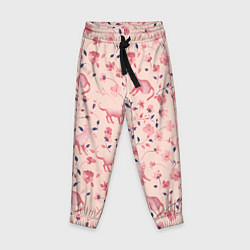 Детские брюки Розовый паттерн с цветами и котиками