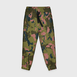 Детские брюки Камуфляжный паттерн зеленый с розовыми пятнами