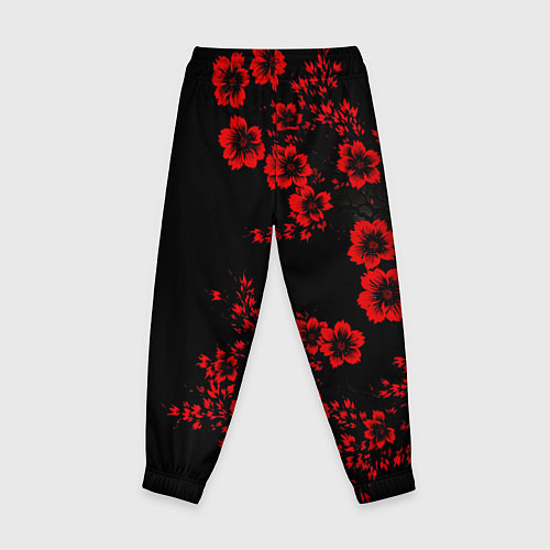 Детские брюки Клеймо жертвы из аниме Берсерк - красные цветы / 3D-принт – фото 2