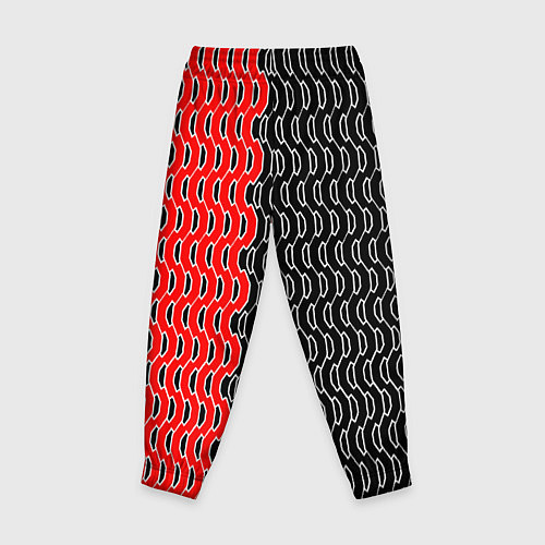 Детские брюки Чёрно-красный паттерн с белой обводкой / 3D-принт – фото 2