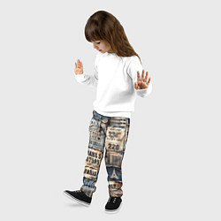 Брюки детские Пэчворк джинсы из Парижа, цвет: 3D-принт — фото 2