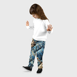 Брюки детские Джинсовый пэчворк с пуговицами - мода, цвет: 3D-принт — фото 2