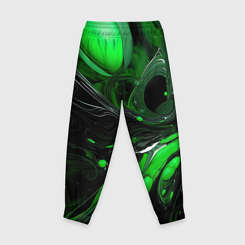 Детские брюки Green dark abstract geometry style / 3D-принт – фото 2
