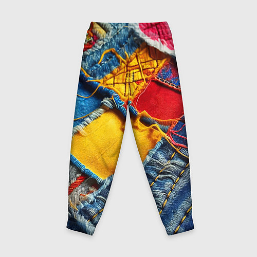 Детские брюки Colorful denim patchwork - ai art / 3D-принт – фото 2