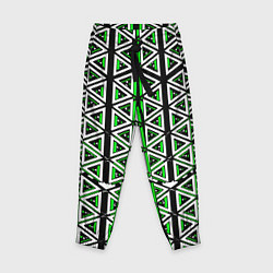 Детские брюки Бело-зелёные треугольники на чёрном фоне