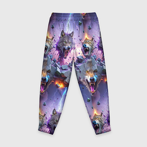 Детские брюки Волки и молнии / 3D-принт – фото 2