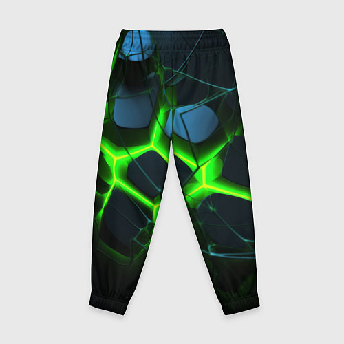 Детские брюки Зеленый неон и разлом плит / 3D-принт – фото 2