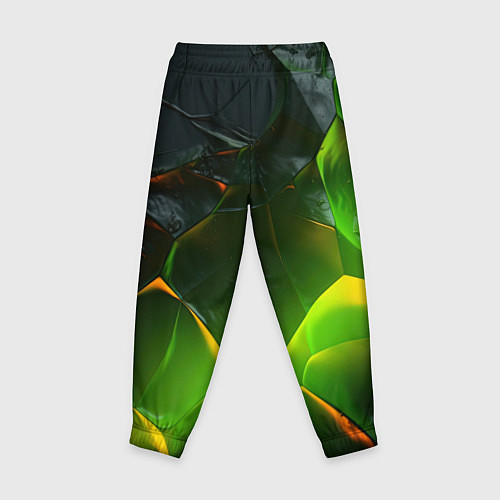Детские брюки Зеленая абстрактная неоновая текстура / 3D-принт – фото 2