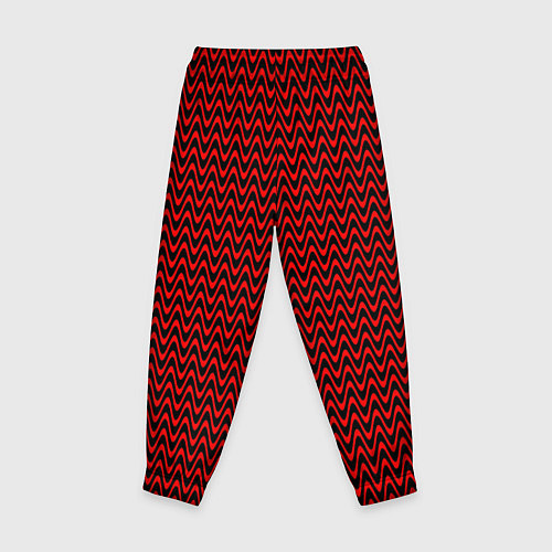 Детские брюки Красно-чёрный волнистые линии / 3D-принт – фото 2