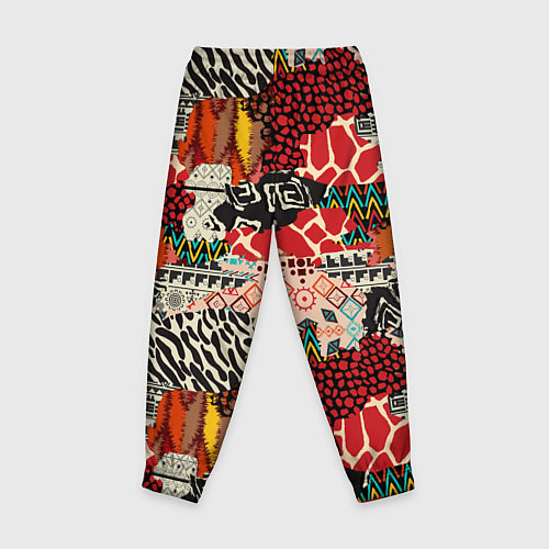 Детские брюки Разноцветный орнамент хаки / 3D-принт – фото 2