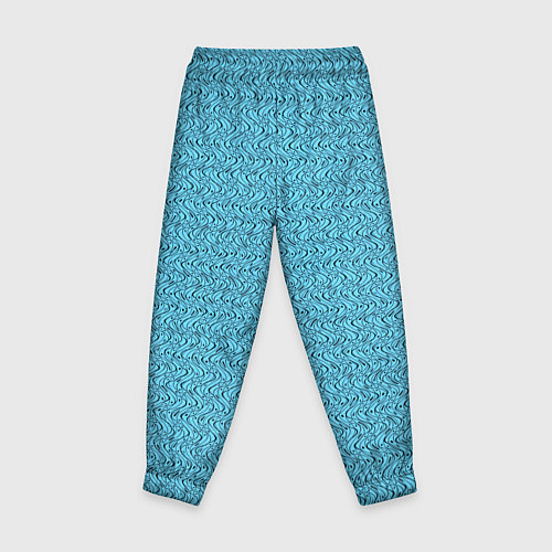 Детские брюки Голубой в чёрные волнистые линии / 3D-принт – фото 2
