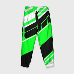Детские брюки Зелёно-белые полосы и чёрный фон