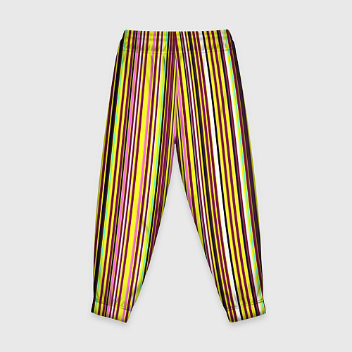 Детские брюки Жёлто-розовый сочетание полосатое / 3D-принт – фото 2