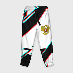 Брюки детские Россия спортивная геометрия глитч, цвет: 3D-принт