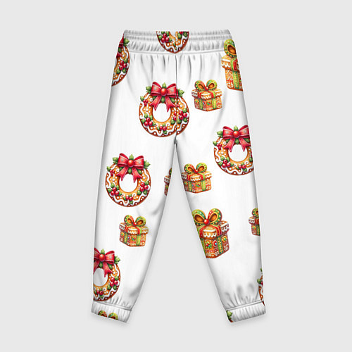 Детские брюки Много новогодних пончиков и подарков с бантиком и / 3D-принт – фото 2