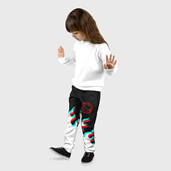 Брюки детские Нирвана глитч огонь, цвет: 3D-принт — фото 2